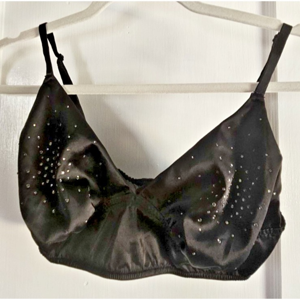 Victoria's Secret silky rhinestone bralette satin wirefree unlined Sz L